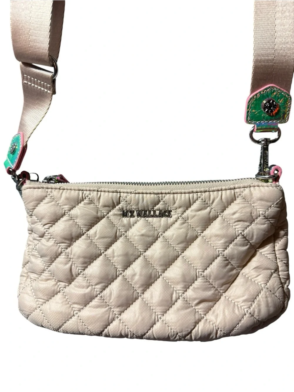 MZ Wallace Crosby Convertible Crossbody Mushroom Pink Opal Leather